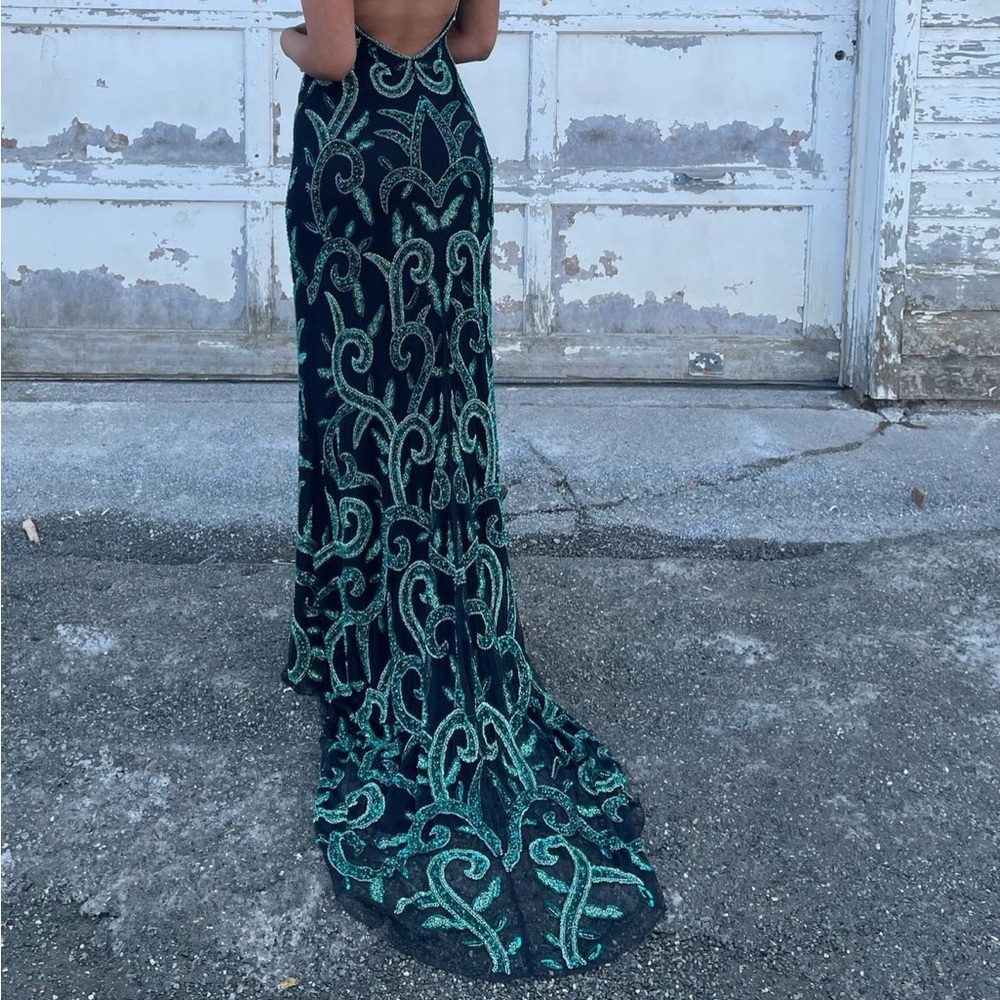 HAND BEADED PROM DRESS